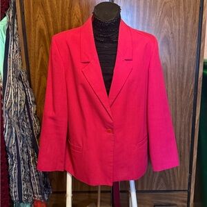 Vintage Late 80s early 90s Lipstick Pink Blazer and Pant Suit Made in USA Pyke